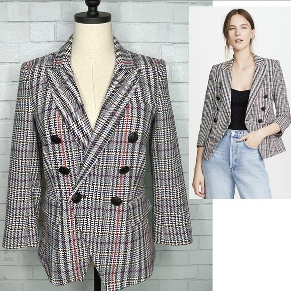 Veronica Beard Jackets & Blazers - NWT! Veronica Beard Sz 10 HOUNDSTOOTH DICKEY Jacket Empire Cutaway Plaid Blazer